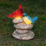 Ovewios Solar Garden Statues Outdoor Decor, Garden Sculptures Stones Statue Novelty Birds Figurine Decoration for Patio Yard Porch Art Home Decor