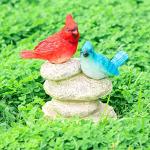 Ovewios Solar Garden Statues Outdoor Decor, Garden Sculptures Stones Statue Novelty Birds Figurine Decoration for Patio Yard Porch Art Home Decor