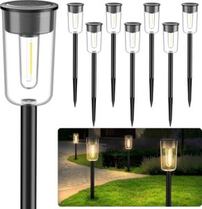 VISFLAIR 8 Pack Solar Pathway Lights, Solar Lights Outdoor Waterproof, Solar Garden Stake Lights for Outside Yard Landscape Path Walkway Driveway Lawn Decor