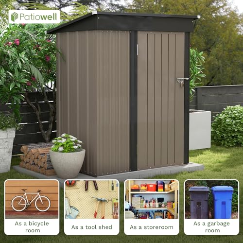 Metal Tool Shed with Lockable Door for Patio Garden