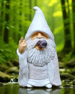 YYDGZG Middle Finger Figurine Decorations for Lawn Yard Balcony Porch Patio Home Ornaments Outdoor，Garden Statue Outdoor, Smoking Wizard Gnome, 5.9 Inch (Statue A)
