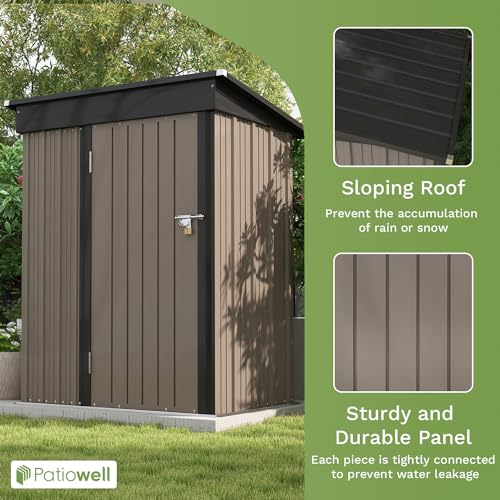 Metal Tool Shed with Lockable Door for Patio Garden