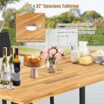 Acacia Wood Patio Dining Table with Umbrella Hole