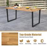 Acacia Wood Patio Dining Table with Umbrella Hole