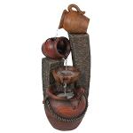 LuxenHome 32 Inch Outdoor Water Fountain, Cascading Pitchers Farmhouse Outdoor Fountains and Waterfalls with LED Lights, Water Fountain Outdoor Patio Decor, Waterfall Fountain Indoor and Outdoor