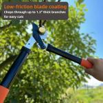 KLDOLLAR Loppers Tree Trimmer Branch Cutter with Powerful Gear Action, Super Pruner Tree Clippers Tree Pruner, Chops Thick Branches Ease, Sharp Steel Blade with 1.3 Inch Cutting Capacity(15 Inch)