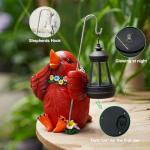 Tiejiajiang Cardinal Garden Statue with Solar Lantern - Unique Yard Art Ornament Ideal Gardening Gift for Women/Mom, Garden Statues Outdoor Clearance （6.9"）
