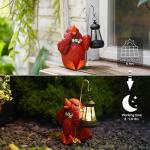 Tiejiajiang Cardinal Garden Statue with Solar Lantern - Unique Yard Art Ornament Ideal Gardening Gift for Women/Mom, Garden Statues Outdoor Clearance （6.9"）