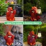 Tiejiajiang Cardinal Garden Statue with Solar Lantern - Unique Yard Art Ornament Ideal Gardening Gift for Women/Mom, Garden Statues Outdoor Clearance （6.9"）