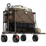 TIMBER RIDGE 400L Large Capacity Folding Double Decker Wagon, 54" Extra Long Extender Wagon Cart, 450lbs Heavy Duty Collapsible Wagon, All-Terrain Big Wheels for Camping, Sports, Shopping, Brown