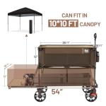 TIMBER RIDGE 400L Large Capacity Folding Double Decker Wagon, 54" Extra Long Extender Wagon Cart, 450lbs Heavy Duty Collapsible Wagon, All-Terrain Big Wheels for Camping, Sports, Shopping, Brown