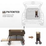 TIMBER RIDGE 400L Large Capacity Folding Double Decker Wagon, 54" Extra Long Extender Wagon Cart, 450lbs Heavy Duty Collapsible Wagon, All-Terrain Big Wheels for Camping, Sports, Shopping, Brown