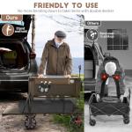 TIMBER RIDGE 400L Large Capacity Folding Double Decker Wagon, 54" Extra Long Extender Wagon Cart, 450lbs Heavy Duty Collapsible Wagon, All-Terrain Big Wheels for Camping, Sports, Shopping, Brown