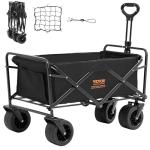 VEVOR 350lbs Collapsible Foldable Wagon Cart, Heavy Duty Foldable Utility Beach Wagon with Big Wheels, Portable Garden Cart Grocery Wagon Camping Wagon with All Terrain Wheels and Drink Holder