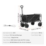 VEVOR 350lbs Collapsible Foldable Wagon Cart, Heavy Duty Foldable Utility Beach Wagon with Big Wheels, Portable Garden Cart Grocery Wagon Camping Wagon with All Terrain Wheels and Drink Holder