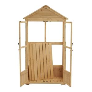 MCombo Cold Frame Greenhouse, 3 Tier Wooden Greenhouse Cabinet with Adjustable Shelf, Garden Cold Frame Shed for Outdoor Indoor Use, 0847 (Natural)