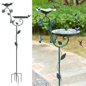 TICKCACY Metal Bird Baths for Outdoors, 56.5" H Heavy Duty Birdbaths with 5 Prong Base, Vintage Free Standing Bird Feeders for Garden, Bird Bath Stand Bowl for Outside Yard Patio Decor, Blue