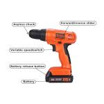 BLACK+DECKER 20V MAX Drill & Home Tool Kit, 34 Piece (BDCD120VA), Orange