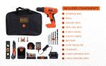 BLACK+DECKER 20V MAX Drill & Home Tool Kit, 34 Piece (BDCD120VA), Orange