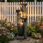 Hamiedun 40''H 4-Tier Outdoor Garden Water Fountain Decor, Resin Fountain for Garden, Floor Patio, Deck, Porch, Backyard and Home Art Decor (40inch)