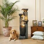 Hamiedun 40''H 4-Tier Outdoor Garden Water Fountain Decor, Resin Fountain for Garden, Floor Patio, Deck, Porch, Backyard and Home Art Decor (40inch)