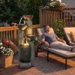 Hamiedun 40''H 4-Tier Outdoor Garden Water Fountain Decor, Resin Fountain for Garden, Floor Patio, Deck, Porch, Backyard and Home Art Decor (40inch)