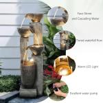 Hamiedun 40''H 4-Tier Outdoor Garden Water Fountain Decor, Resin Fountain for Garden, Floor Patio, Deck, Porch, Backyard and Home Art Decor (40inch)