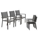 Set of 6 Stackable Patio Dining Chairs in Grey