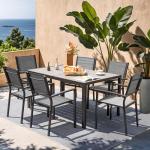 Set of 6 Stackable Patio Dining Chairs in Grey