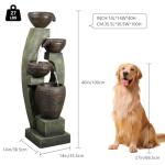 Naturefalls 40” H Modern Outdoor Fountain - 4 Crocks Outdoor Garden Fountains with Contemporary Design&LED Light for Garden, Patio, Deck, Porch, Backyard and Home Art Decor (40in, Light Gray)