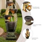Naturefalls 40” H Modern Outdoor Fountain - 4 Crocks Outdoor Garden Fountains with Contemporary Design&LED Light for Garden, Patio, Deck, Porch, Backyard and Home Art Decor (40in, Light Gray)