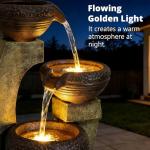 Naturefalls 40” H Modern Outdoor Fountain - 4 Crocks Outdoor Garden Fountains with Contemporary Design&LED Light for Garden, Patio, Deck, Porch, Backyard and Home Art Decor (40in, Light Gray)