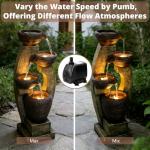 Naturefalls 40” H Modern Outdoor Fountain - 4 Crocks Outdoor Garden Fountains with Contemporary Design&LED Light for Garden, Patio, Deck, Porch, Backyard and Home Art Decor (40in, Light Gray)