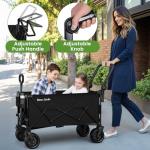 BEAU JARDIN Folding Beach Wagon Cart 330 Pound Capacity Collapsible Utility Camping Grocery Canvas Portable Rolling Outdoor Garden Sports Heavy Duty Shopping Wide All Terrain Wheel Black BG219