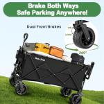 BEAU JARDIN Folding Beach Wagon Cart 330 Pound Capacity Collapsible Utility Camping Grocery Canvas Portable Rolling Outdoor Garden Sports Heavy Duty Shopping Wide All Terrain Wheel Black BG219