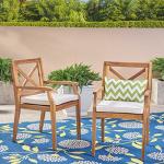 Christopher Knight Teak Dining Chair Set, Cream Cushion