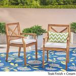 Christopher Knight Teak Dining Chair Set, Cream Cushion