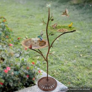 Cast Iron Bird Bath and Feeder with Cast Iron Pedestal, Metal Birdbath Bowl & Bird Feeder Plate for Outdoors, Antique Bird Feeder Stand, Decorative Bird Bath for Garden Yard Patio