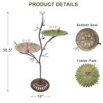 Cast Iron Bird Bath and Feeder with Cast Iron Pedestal, Metal Birdbath Bowl & Bird Feeder Plate for Outdoors, Antique Bird Feeder Stand, Decorative Bird Bath for Garden Yard Patio