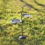 Cast Iron Bird Bath and Feeder with Cast Iron Pedestal, Metal Birdbath Bowl & Bird Feeder Plate for Outdoors, Antique Bird Feeder Stand, Decorative Bird Bath for Garden Yard Patio