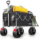 Overmont 200L Foldable Wagon Cart - 49.2" Extended Heavy Duty Collapsible Folding Utility Wagon with All-Terrain Big Wheels for Outdoor Camping Sports Garden Beach Grocery - 300lbs Support