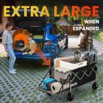 Overmont 200L Foldable Wagon Cart - 49.2" Extended Heavy Duty Collapsible Folding Utility Wagon with All-Terrain Big Wheels for Outdoor Camping Sports Garden Beach Grocery - 300lbs Support