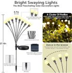 OZS 4Pack Total 32 LED Solar Garden Lights - Solar Lights Outdoor, Solar Firefly Lights, Solar Swaying Light, Sway by Wind, Solar Lights Waterproof for Garden Pathway Decoration(Warm White)