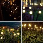 OZS 4Pack Total 32 LED Solar Garden Lights - Solar Lights Outdoor, Solar Firefly Lights, Solar Swaying Light, Sway by Wind, Solar Lights Waterproof for Garden Pathway Decoration(Warm White)