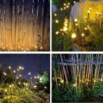 OZS 4Pack Total 32 LED Solar Garden Lights - Solar Lights Outdoor, Solar Firefly Lights, Solar Swaying Light, Sway by Wind, Solar Lights Waterproof for Garden Pathway Decoration(Warm White)