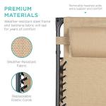 Zero Gravity Recliner Patio Lounge Chair with Canopy - Beige