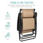 Zero Gravity Recliner Patio Lounge Chair with Canopy - Beige