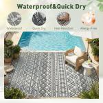 MontVoo Waterproof Reversible Outdoor Rug 5x8ft Grey Decor