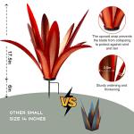 Enlarge thickened Wind Resistant Metal Agave Garden Art Metal Plant Country Garden Sculpture Statue Outdoor decoration Agave Metal Plant Courtyard Garden Lawn Ornament Gift (12 Leaves red 1 pcs)