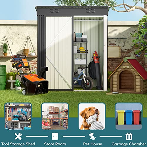 Gizoon Outdoor Storage Shed with Lockable Door, Dark Gray